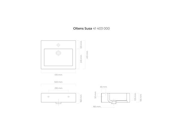 Toppmontert/veggh. Servant Oltens Susa 50 x 41 cm - hvit