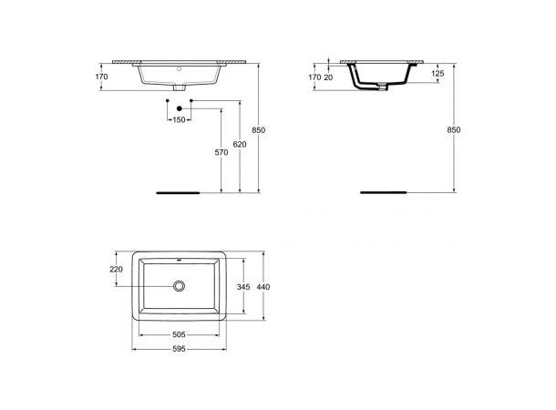 Underlimt Servant Ideal Standard Strada 50.5 x 34.5 cm - hvit