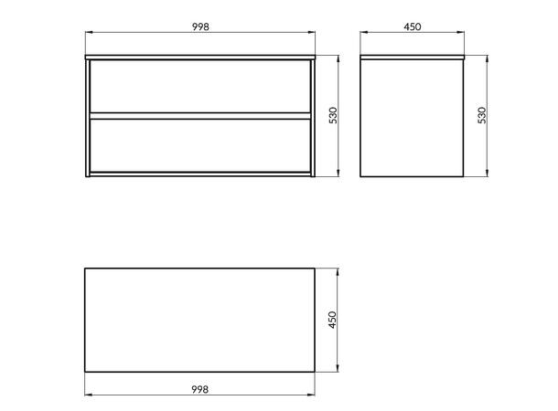 Underskap til servent Cersanit Crea 100cm - Vegghengt  m/bekeplate Grå matt