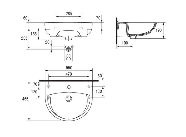 Vegghengt servant Cersanit President 55x45.5 cm - Hvit