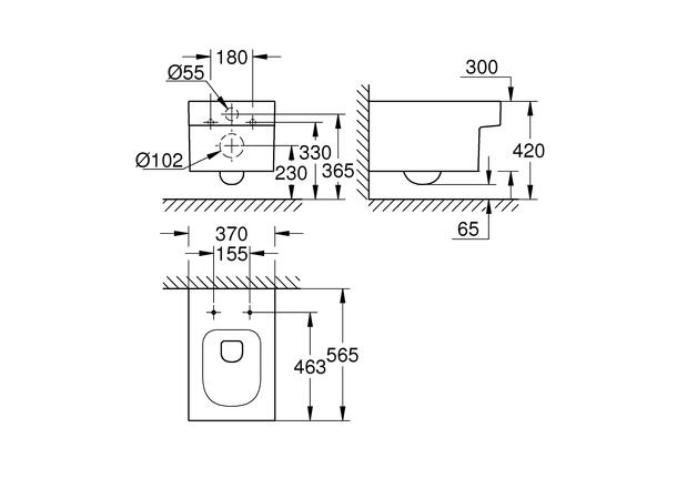 Vegghengt toalett Grohe Cube Ceramic Rimless + PureGuard - Hvit -