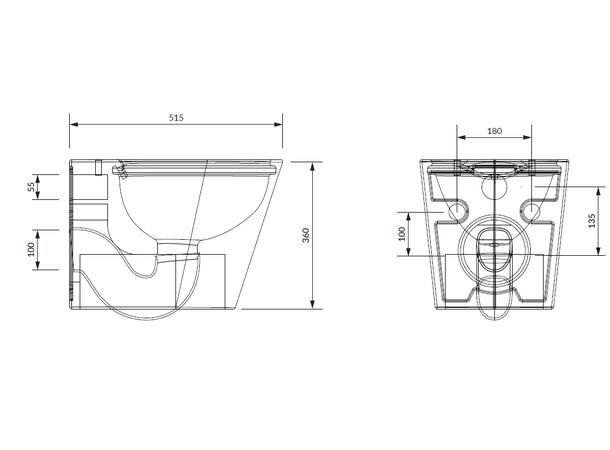 Vegghent toalett Omnires Tampa Rimless + tolalettsete - Hvit glans