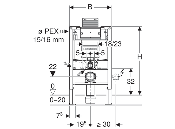 Geberit Duofix Omega Innbyggingssisterne 82 cm, lav modell