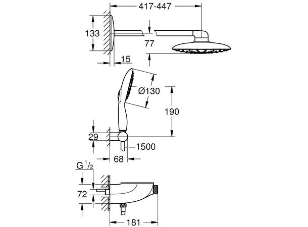 Grohe Dusjsystem RainshowerSmartControl For innbygging - Med ttermostat - Hvit