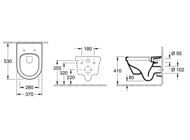 Vegghengt toalett  V&B Architectura 37x53 cm - DirectFlush - U/lokk - Hvit