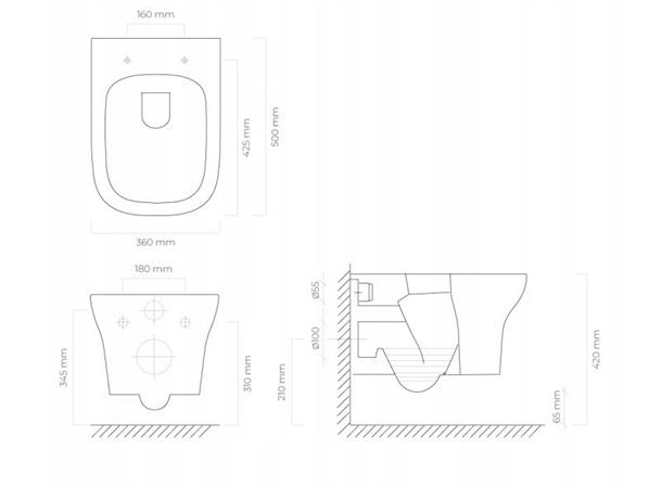 Vegghengt toalett Oltens Gulfoss 36x50cm - SmartClean - Uten lokk - Hvit