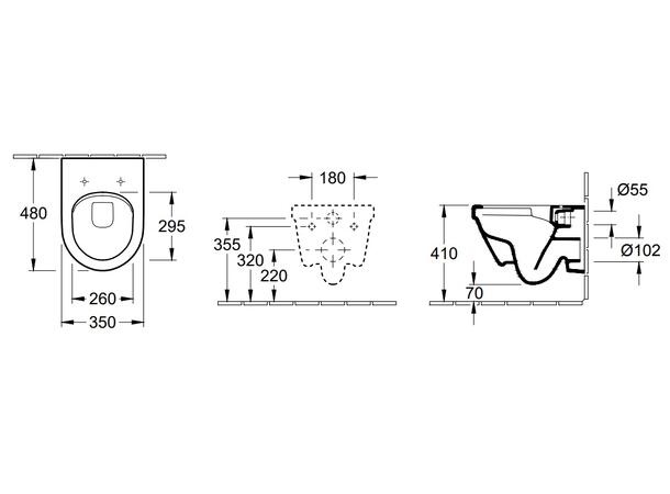 Vegghengt toalett V&B Architectura Hvit 35x48cm Kompakt DirectFlush CeramicPlus