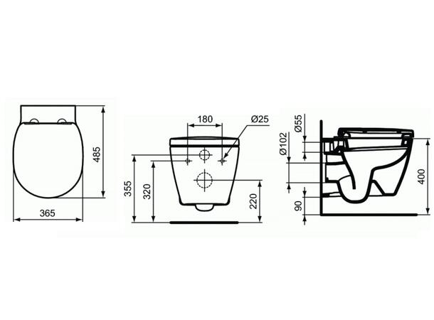 Vegghengt toalett Ideal Standard Kompakt Connect Space