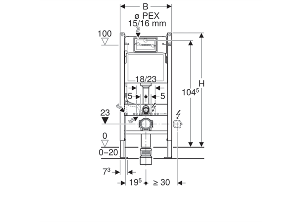 Geberit Duofix Delta Innbyggingssisterne 112 cm