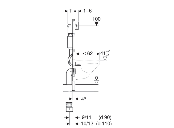 Geberit Duofix Delta Innbyggingssisterne 112 cm