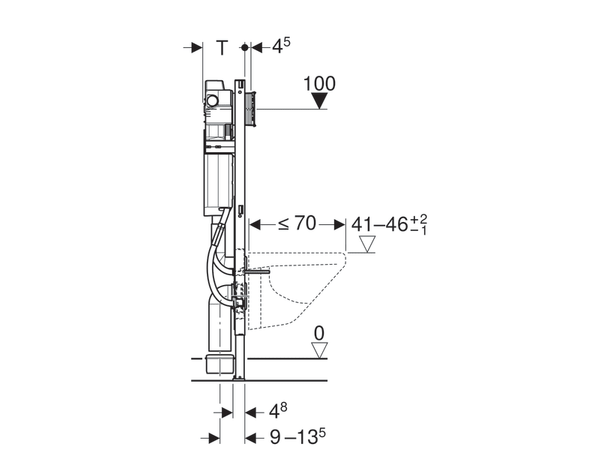 Geberit Duofix Sigma Innbyggingssisterne 112 cm, smal modell