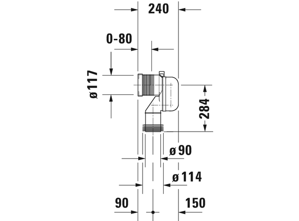 Tilbehør Duravit Vario tilslutningssett Til loddrett avløp - Ø 100 mm