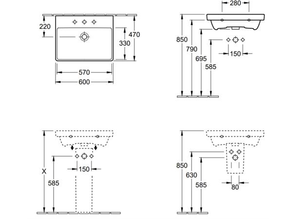 Vegghengt Servant V&B Avento CeramicPlus Weiss alpin 60x47 cm