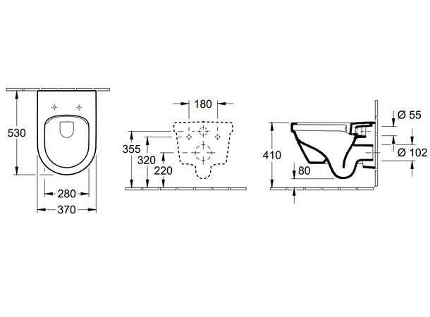 Vegghengt toalett V&B Architectura 37x53cm M/toalettsete DirectFlush C+