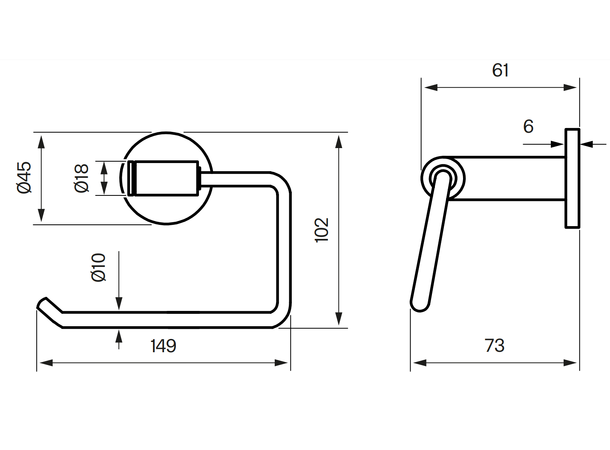 Tapwell toalettpapirholder uten lokk.