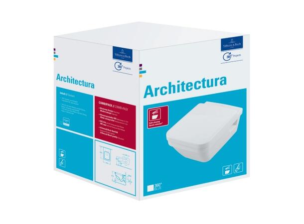 Vegghengt toalett V&B Architectura Pack 37x53cm M/toalettsete DirectFlush Hvit