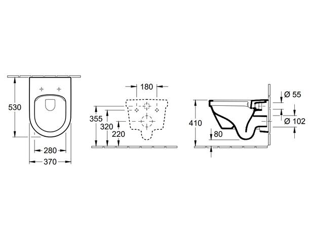 Vegghengt toalett V&B Architectura Hvit 37x53cm DirectFlush M/toalettsete C+