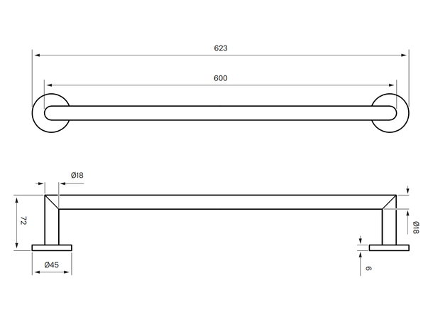 Tapwell håndklestang 600 mm.