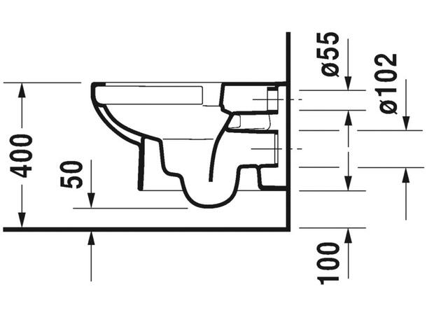 Vegghengt toalett Duravit DuraStyle 36.5x54 cm - Rimless - Uten lokk - Hvit