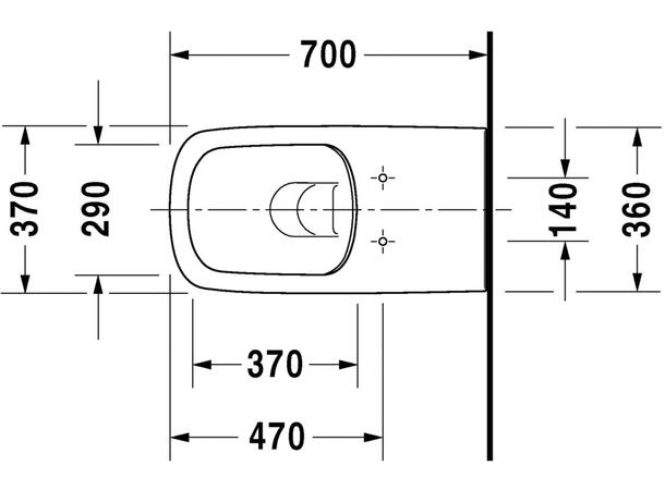 Vegghengt toalett Duravit DuraStyle 37x70 cm - Rimless - Uten lokk - Hvit