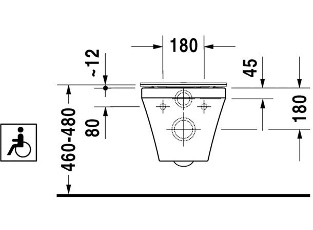 Vegghengt toalett Duravit DuraStyle 37x70 cm - Rimless - Uten lokk - Hvit