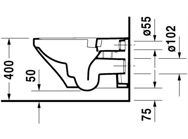 Vegghengt toalett Duravit DuraStyle 37x62cm - Uten lokk - Rimless - Hvit