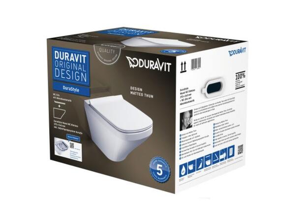 Box Vegghengt toalett Duravit DuraStyle 37x54cm  Rimless - Softclose lokk - Hvit