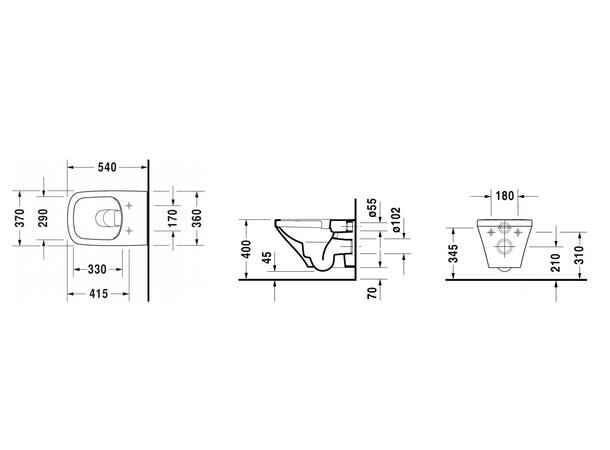 Box Vegghengt toalett Duravit DuraStyle 37x54cm  Rimless - Softclose lokk - Hvit