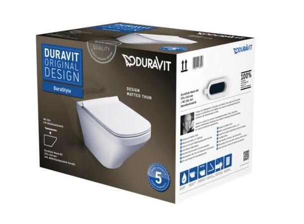 Box Vegghengt toalett Duravit DuraStyle 37x54cm -  Soft-close toalettsete - Hvit