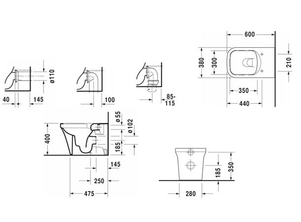 Gulvstående toalett Duravit P3 Comforts Rimless