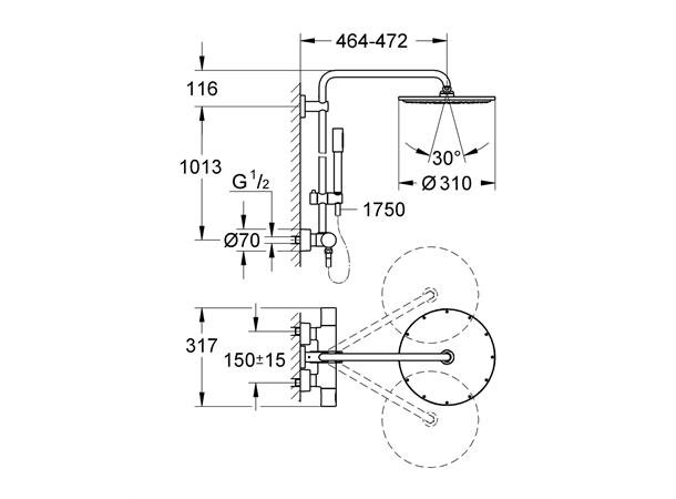 Dusjsystem Grohe Rainshower System 310 Med termostat krom