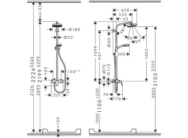 Dusjsystem Hansgrohe Crometta 160 Hvit/krom