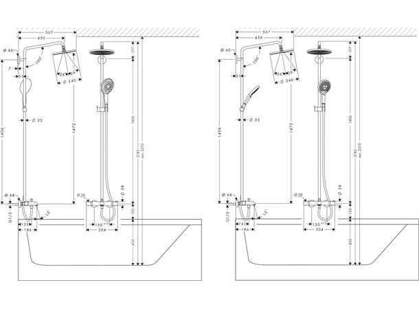 Dusjsystem Hansgrohe Raindance S 240 Air Med kartermostat krom