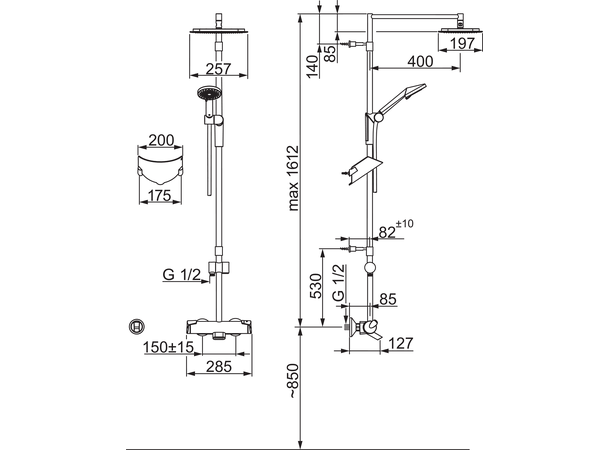 Dusjsystem Oras Optima Med termostat og EcoFlow krom