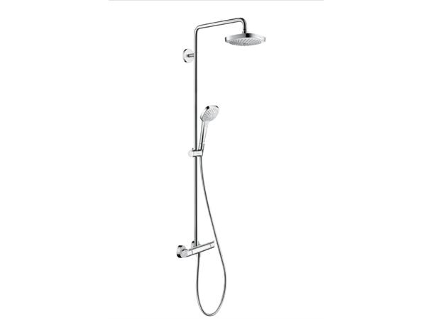 Dusjsystem Hansgrohe Croma Select E 180 2jet Med termostat hvit/krom