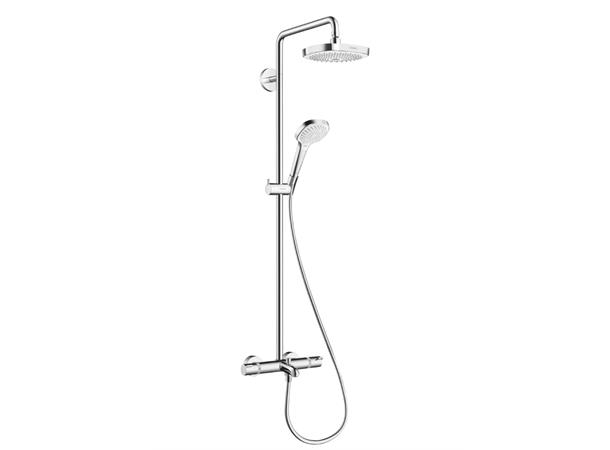 Dusjsystem Hansgrohe Croma Select E 180 2jet Med kartermostat krom/hvit