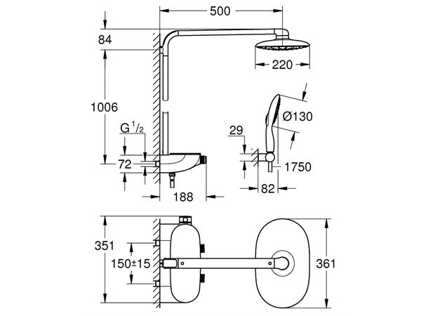 Grohe Smartcontrol Rainshower System SmartControl 360 Mono med termostat krom