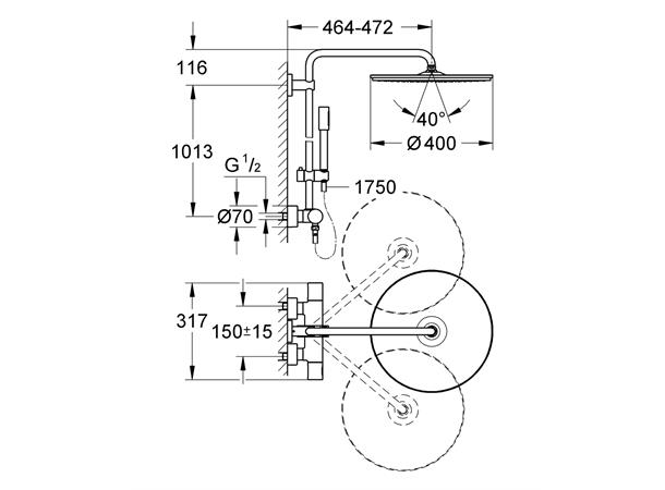 Dusjsystem Grohe Rainshower System 400 Med termostat krom