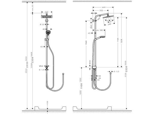 Dusjsystem Hansgrohe Crometta E 240 1jet Krom