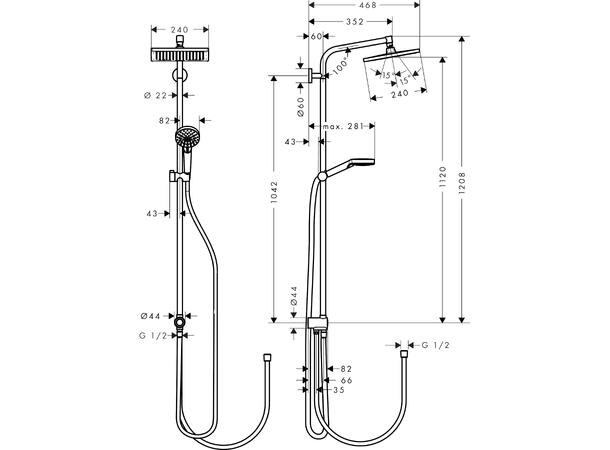 Dusjsystem Hansgrohe Crometta E 240 1jet Krom