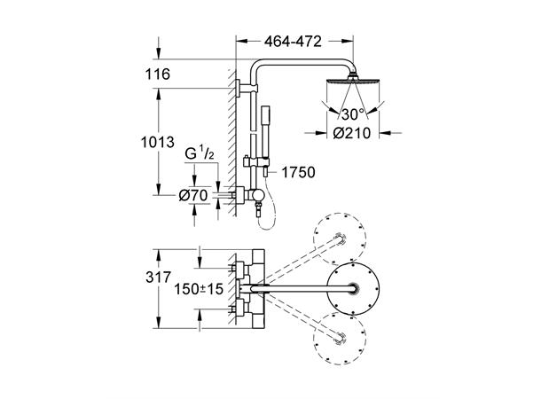 Dusjsystem Grohe Rainshower Med termostat krom