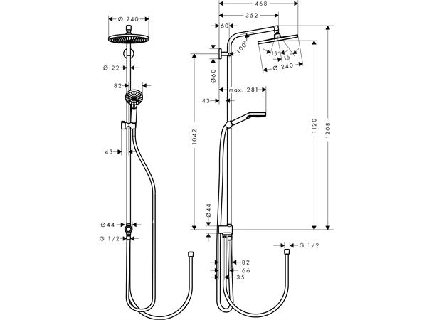 Dusjsystem Hansgrohe Crometta S 240 1jet Krom