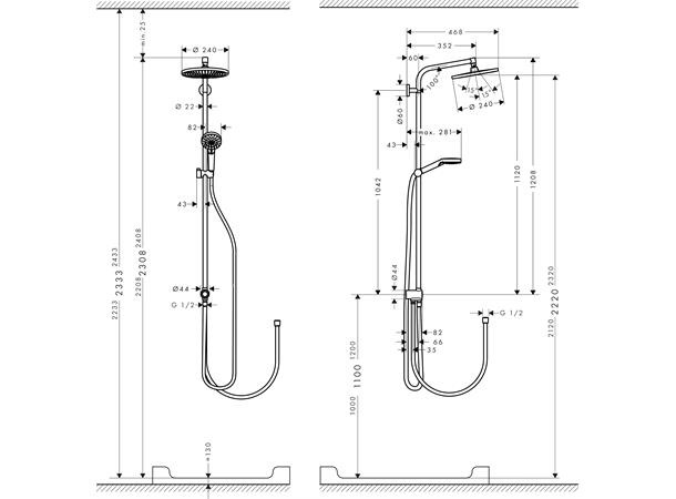 Dusjsystem Hansgrohe Crometta S 240 1jet Krom