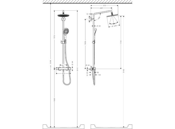 Dusjsystem Hansgrohe Raindance Select S 240 1jet Med termostat krom