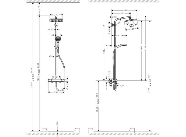 Dusjsystem Hansgrohe Crometta E 240 1jet med termostat krom