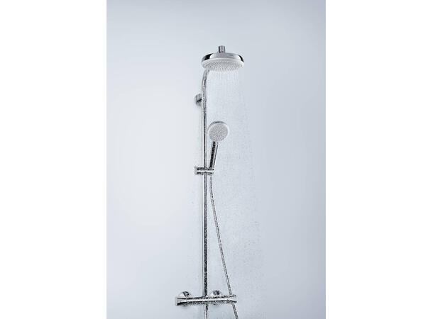 Dusjsystem Crometta 160 Hansgrohe Med termostat 1jet EcoSmart Hvit/krom