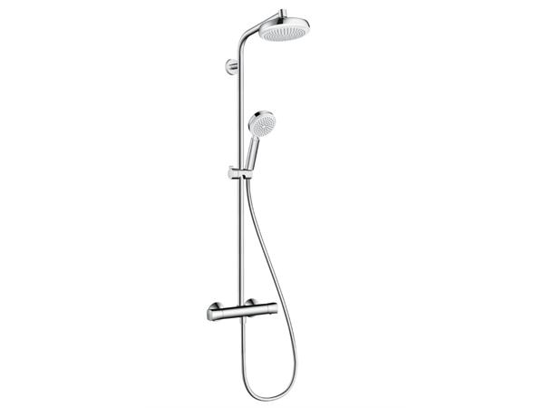 Dusjsystem Crometta 160 Hansgrohe Med termostat 1jet EcoSmart Hvit/krom