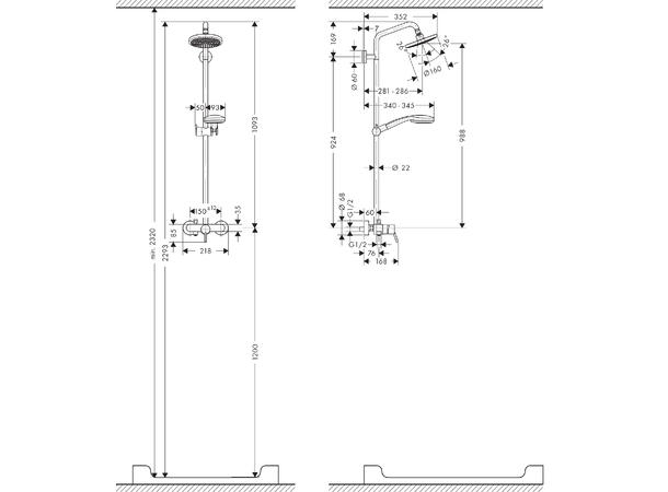 Dusjsystem Hansgrohe Raindance Select S 120 3jet Med termostat krom