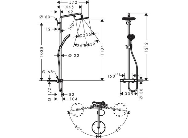 Dusjsystem Hansgrohe Raindance S 240 Air Med termostat krom