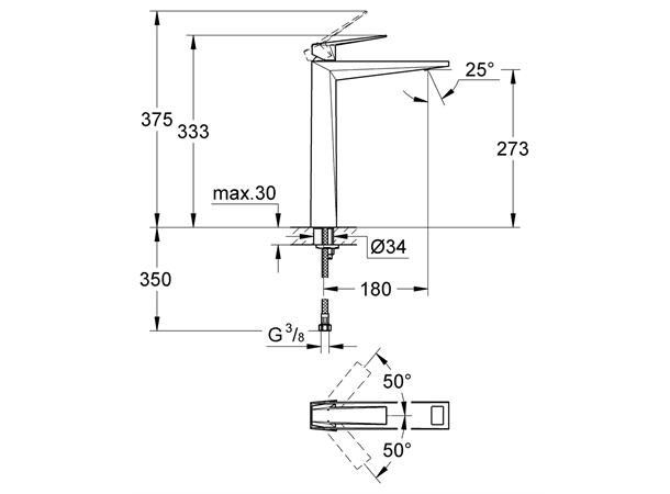 Servantbatteri Grohe Allure Brilliant DN 15 XL-size - Krom -